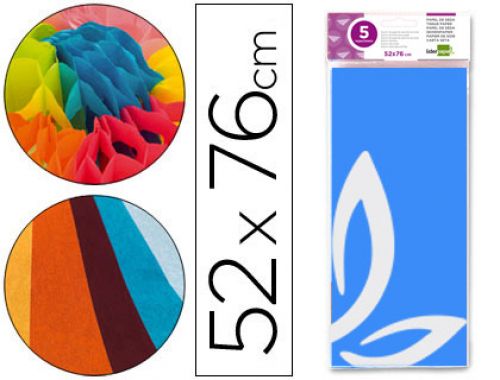 Papel seda liderpapel 52 x 76 cm 18 gr celeste , Liderpapel , 36073 , 8423473360730